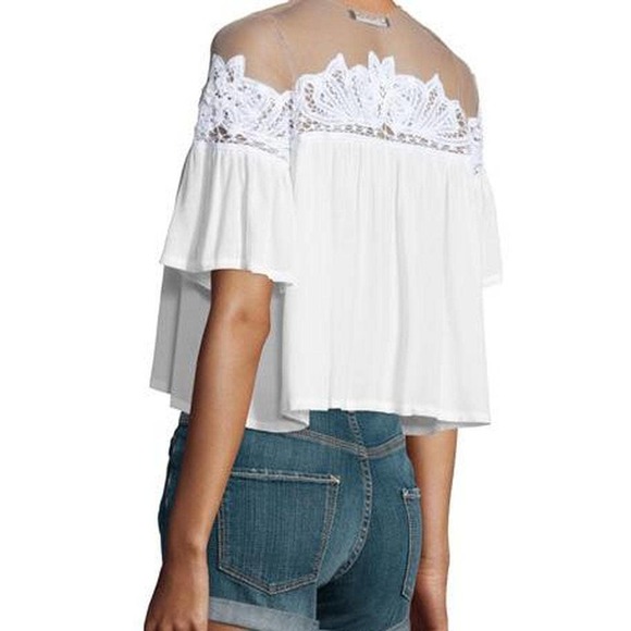For Love & Lemons Carmine Lace White Top - Picture 2 of 9